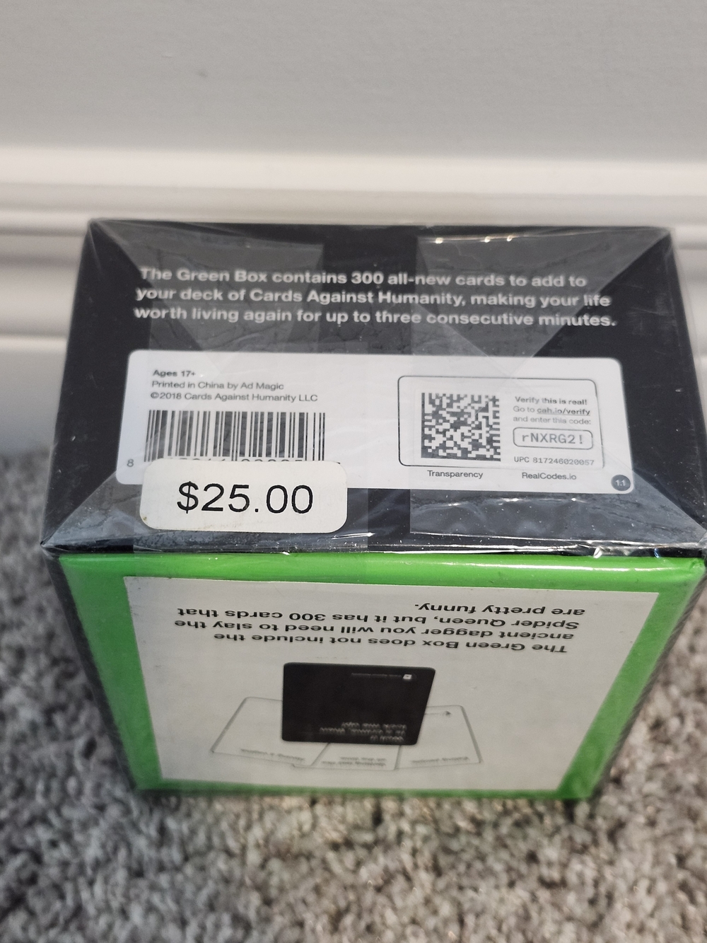 Board Game Cards Against Humanity Green Box Black & Green Expansion Pack